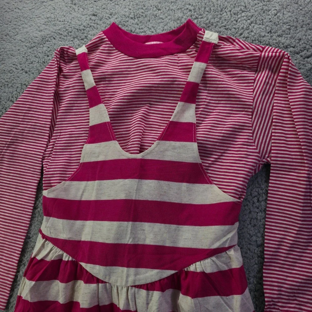 Top Stuff Vintage Girls Pink White Striped 2 Piece Romper Set Size 14 USA Made